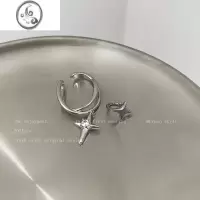 JiMi四芒星银色耳夹女潮简约冷淡风无耳洞耳骨夹耳环甜酷辣妹耳钉耳饰
