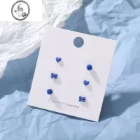 JiMi法式克莱因蓝陶瓷耳钉套装新款小众设计高级感春夏磨砂时尚耳饰女