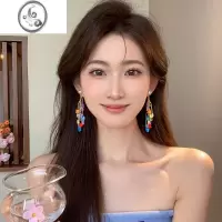 JiMi元气糖果!彩色别针星星珍珠耳环小众设计夏多巴胺独特耳钉女耳饰