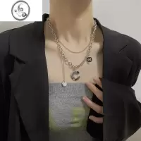 JiMi银银字母C双层项链女ins嘻哈蹦迪轻奢小众设计款不掉色锁骨链配饰
