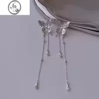 JiMi液态蝴蝶耳环925银针耳饰流苏精灵耳钉设计感冷淡风超仙拍照耳饰