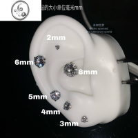 JiMi超闪加长超长杆水钻耳钉拧球球耳骨钉2022新款潮厚耳朵养耳洞全新