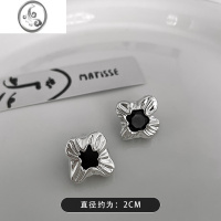 JiMi85度灰金属不规则花朵耳钉女甜酷辣妹s925银针耳环轻奢高级感耳饰