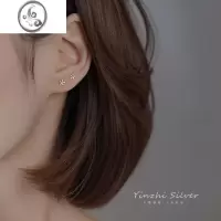 JiMiS925银耳钉女小巧高级感耳环2023年新款潮耳饰养耳洞睡觉不用摘