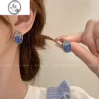 JiMi适合夏天的蓝色水晶耳钉2023新款洋气小众设计感高级耳环耳饰