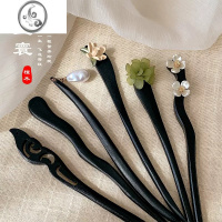JiMi古风木质女黑色檀木高级感簪子新中式简约现代日常发钗子头饰