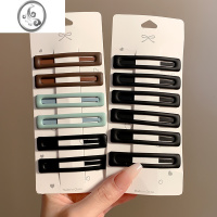 JiMi黑色磨砂碎发夹女前额刘海侧边一字夹2023新款简约bb夹发卡子头饰