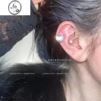 JiMi爱心锆石耳骨夹无耳洞耳饰女耳夹小众个性心形爆闪耳钉耳环女