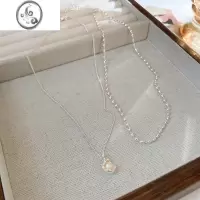 JiMi小米珠法式简约珍珠双层叠戴项链轻奢小众锁骨链女高级感豆豆颈链