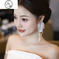 JiMi2023新款水晶流苏新娘婚纱耳环法式复古港风潮气质简约婚纱耳饰女