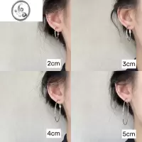 JiMichocho/经典款 四个size的简约银圆圈耳环百搭耳圈时尚潮耳饰女