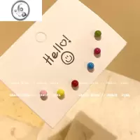 JiMi夏日氛围感~彩色糖豆耳钉女2023新款洋气耳环养耳洞耳饰简约小巧