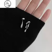 JiMiDOUDOUSTORE液态水滴925银针设计不对称异形耳钉个性耳环耳饰女