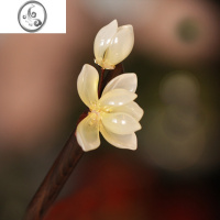 JiMi发簪古风高级感古典玉兰花木簪黑木发钗简约琉璃挽发茶服旗袍配饰