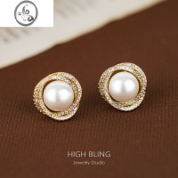 JiMi法式vintage玫瑰珍珠复古气质无耳洞女蚊香盘耳夹耳钉耳饰轻奢