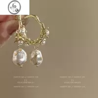 JiMi高级感巴洛克金箔珍珠耳环女法式复古轻奢小众设计气质水滴耳钉