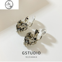 JiMi日韩爱心简约复古气质蚊香盘耳夹女无耳洞耳饰个性耳环银针耳钉款