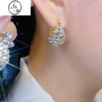 JiMi紫气东来小篮子耳扣时尚轻奢重工超闪满钻耳环轻奢耳钉提篮耳饰潮