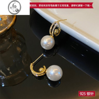 JiMi一款多戴珍珠耳坠耳环女新款潮轻奢小众高级设计感气质耳饰耳钉