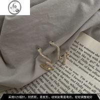 JiMi时尚超闪锆石蛇形耳钉女个性小众设计感高级耳骨夹网红气质耳饰品