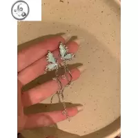 JiMi独特蝴蝶珍珠流苏长款耳环轻奢小众耳钉高级感耳饰女无耳洞耳夹