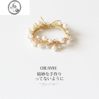 JiMi手链俩用发圈简约气质编织串珠头绳冷淡风珍珠发绳清新扎马尾头饰