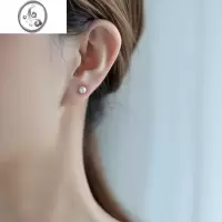 JiMi珍珠耳钉女925银银冷淡风简约女小巧防过敏耳夹无耳洞精致