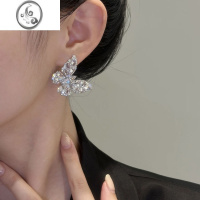 JiMiS925银针满钻镶嵌蝴蝶耳钉时尚精致设计感耳环气质百搭高级感耳饰