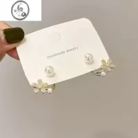 JiMi小众设计独特花朵珍珠耳钉女精致新款潮耳环高级感女银银轻奢耳饰