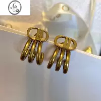 JiMiD迪家黄铜经典耳钉女精致小巧CD高级感耳环复古做旧法式简约耳饰