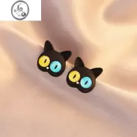 JiMi日系可爱猫咪耳钉日常小众独特设计感甜美耳环蚊香盘无耳洞耳夹女