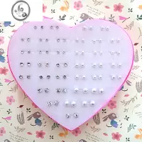 JiMi白珍珠耳钉大中小韩版简约时尚百搭个性迷你超小防过敏塑料针胶棒
