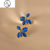 JiMi蓝色克莱因耳环女小众冷淡风耳饰轻奢高级感复古花瓣耳钉