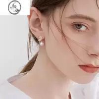 JiMi猫眼石蝴蝶珍珠耳环女夏小众设计感森系仙气耳饰高级气质时尚耳钉