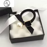 JiMi小香风头绳气质简约方形标珍珠丝带发圈发绳女马尾扎头粗皮筋皮套