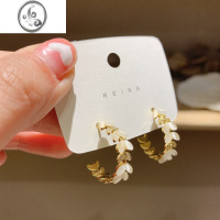 JiMi树叶圈圈耳环春夏季2023新款潮气质网红冷淡风耳钉小众设计耳饰女