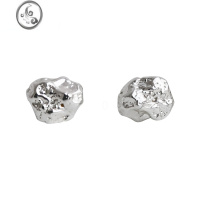 JiMi碎银子小耳钉小众独特不规则熔岩耳环极简ins风精致日常百搭耳饰