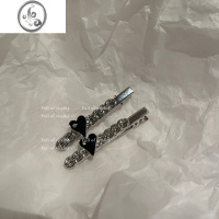 JiMi简约百搭金属链条滴油爱心五角星刘海碎发边夹侧面造型鸭嘴发夹