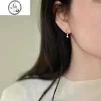 JiMi金属小方块吊坠简约几何硅胶耳夹无耳洞女无痛小巧耳坠气质耳钉