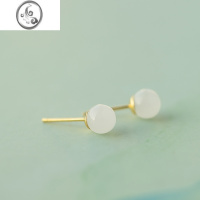 JiMi《温润如玉》和田玉银银耳钉简约百搭小巧精致高级感耳饰夏季