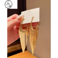 JiMi2022年新款潮夸张气质长款流苏耳环女高级感冷淡风小众大版耳钉