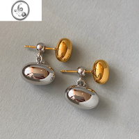 JiMi欧美金银撞色豆子耳钉女小众设计感高级耳环轻奢独特2023新款耳饰