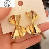 JiMi夸张小众设计金色耳环2023新款金属气质耳钉气质高级感耳饰女