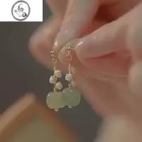 JiMi适合配旗袍的耳环耳钉小众轻奢汉服珍珠耳坠女新款潮气质简约耳饰