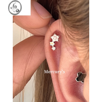 JiMiMercurys闪钻流星耳骨钉三颗星星耳钉拧螺丝银银耳饰简单耐看百搭