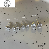 JiMi26度晚风家|S925银银精致锆石耳钉 小巧简约养耳洞耳骨钉睡觉免摘