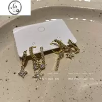 JiMi星河月海~镶钻耳扣套装小巧耳环2023年新款潮耳坠百搭耳钉耳饰女