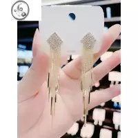 JiMi高级感气质长款流苏耳环2023新款潮圆脸显瘦银银针耳钉耳坠耳饰女