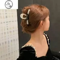 JiMi浪漫黑白撞色蝴蝶结抓夹简约气质发抓后脑勺发爪鲨鱼夹甜美发饰品