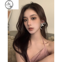 JiMi飘带蝴蝶结锆石耳钉女轻奢小众设计高级感冷淡风耳环饰品